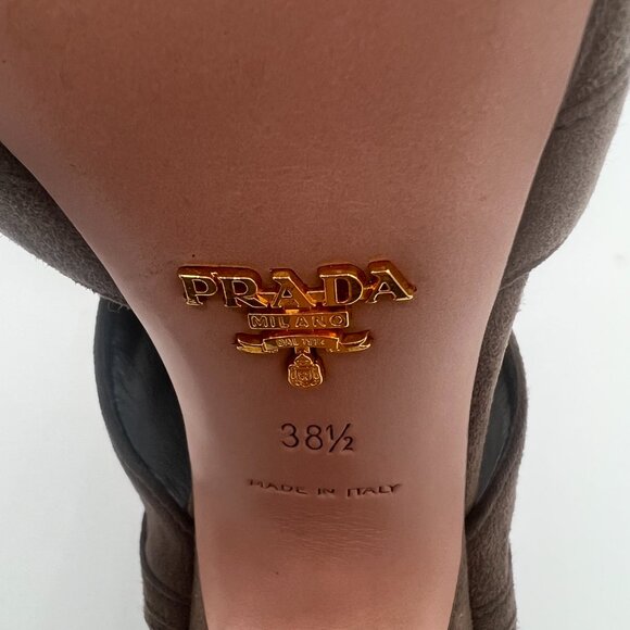 Prada Brown Suede Peep Toe Platform Heels – Size 38.5 - Picture 7 of 10